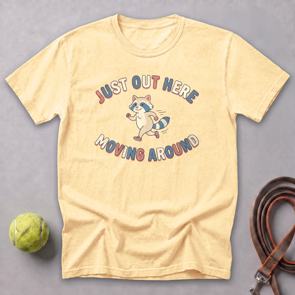 Just Out Here Moving Raccoon Tee — Butter