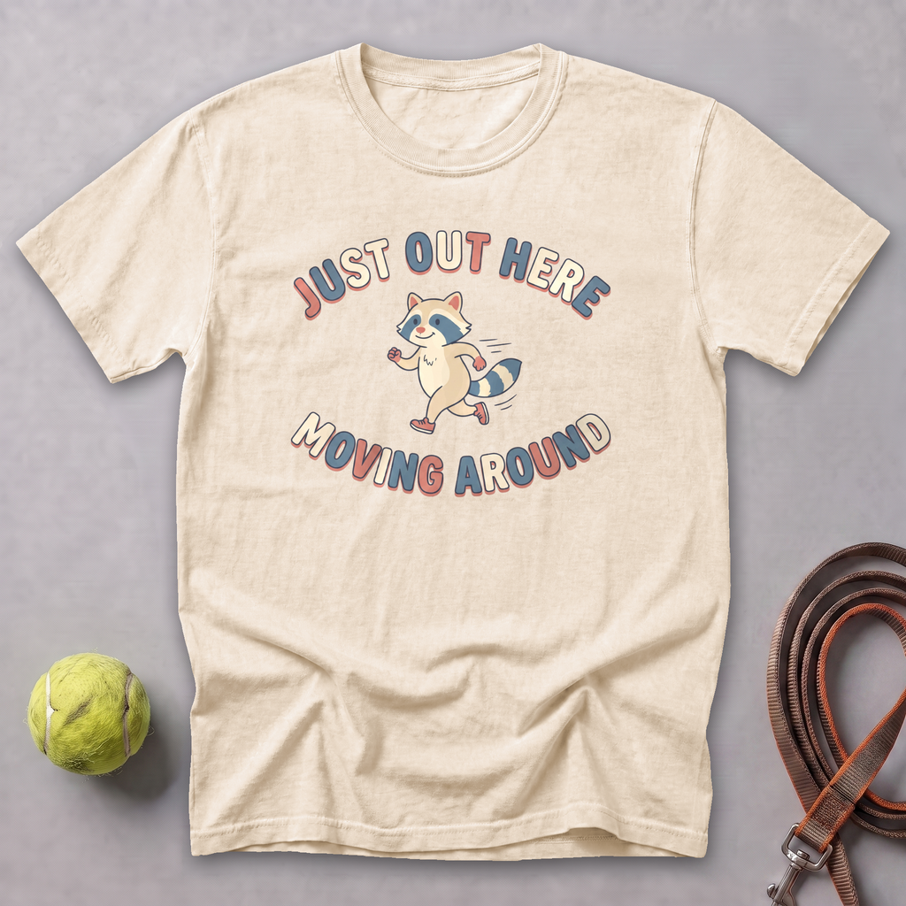 Just Out Here Moving Raccoon Tee — Ivory