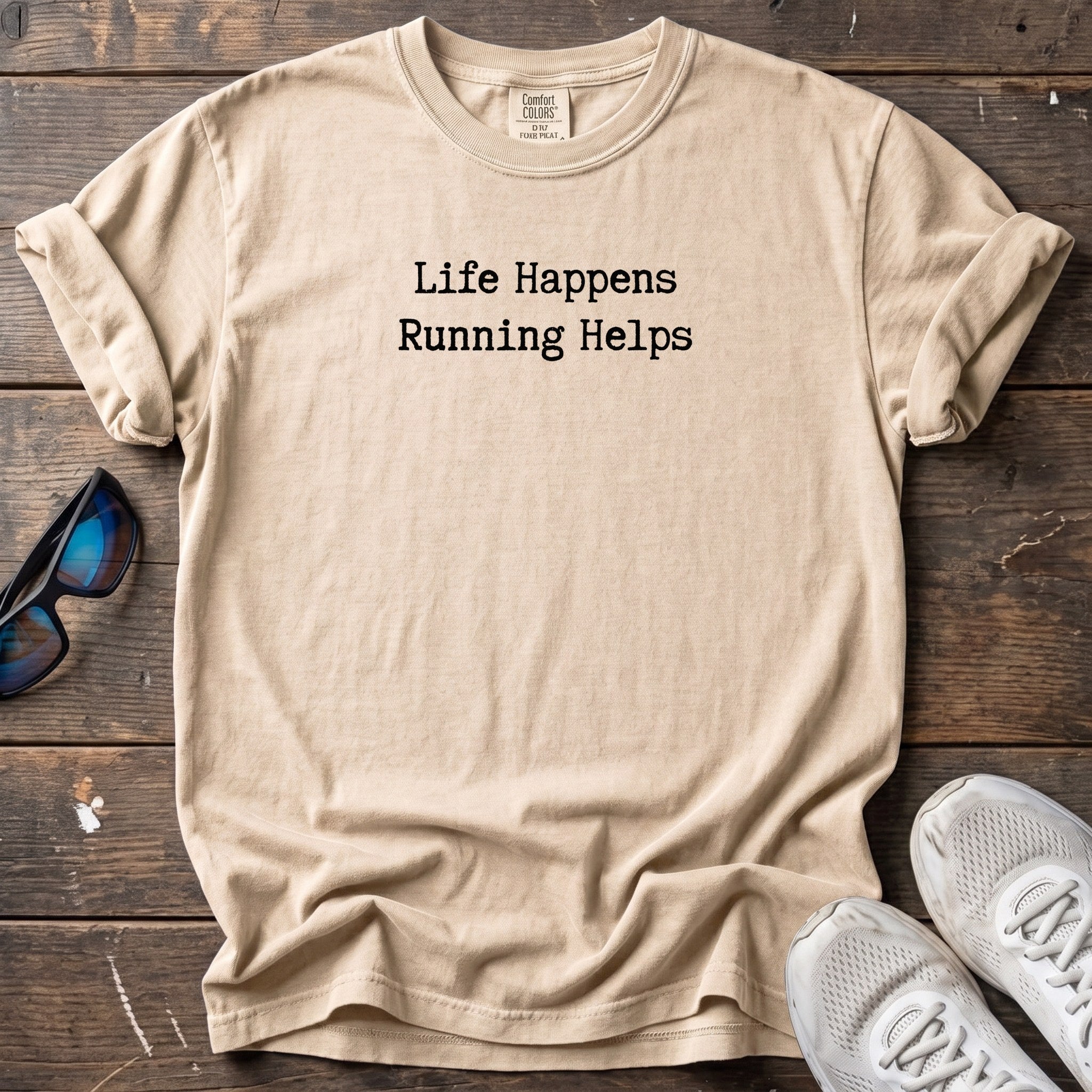 Life Happens, Running Helps Tee — Ivory