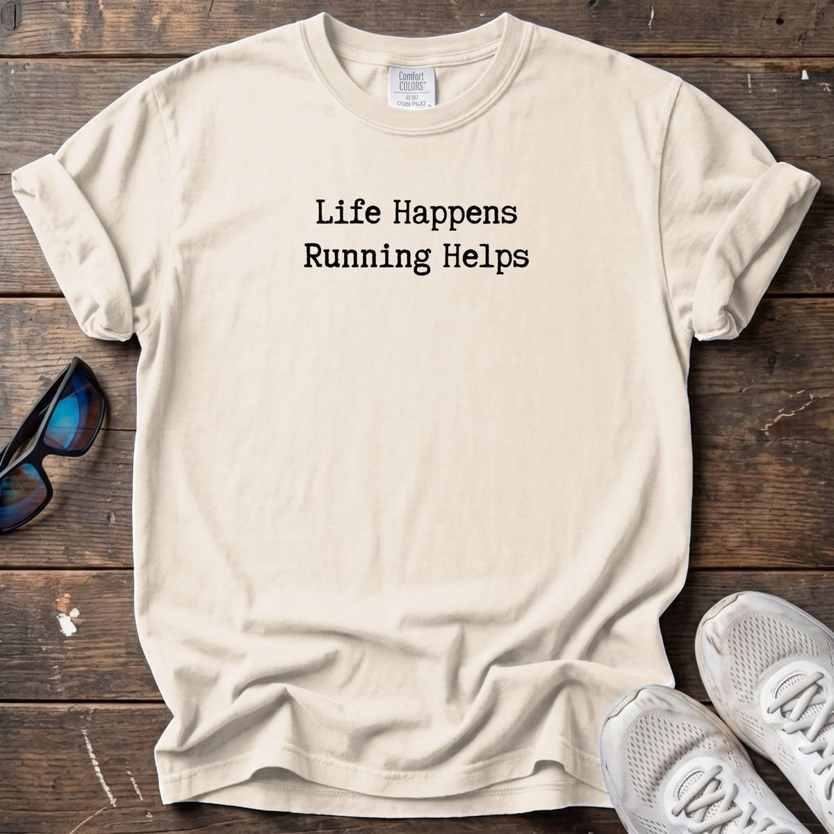 Life Happens, Running Helps Tee — Ivory