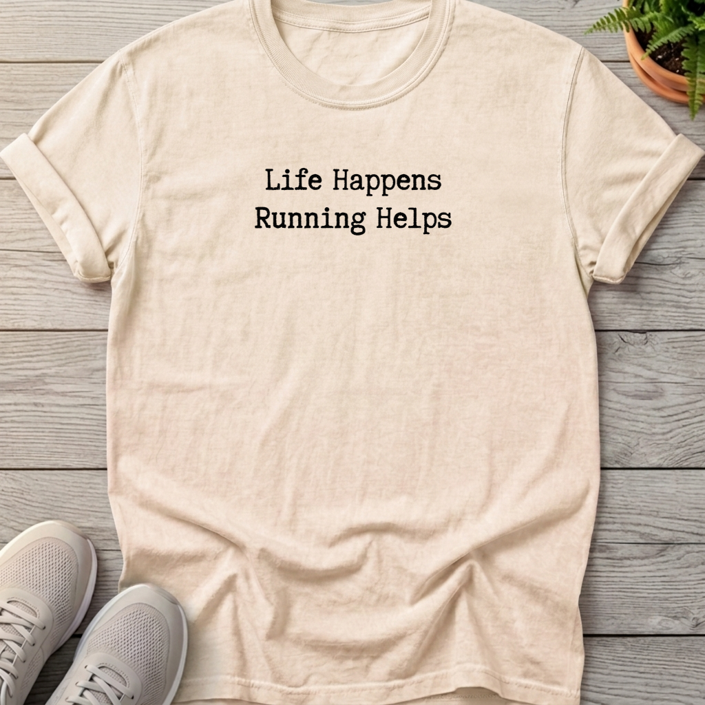 Life Happens, Running Helps Tee — Ivory