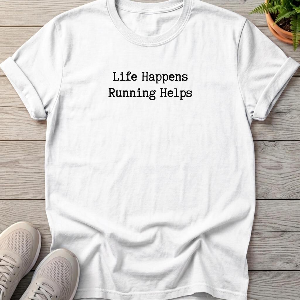 Life Happens, Running Helps Tee — White