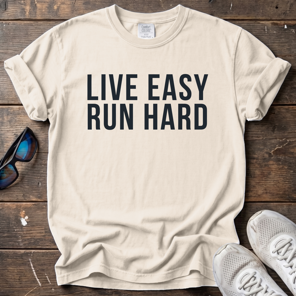 Live Easy Run Hard Tee — Ivory