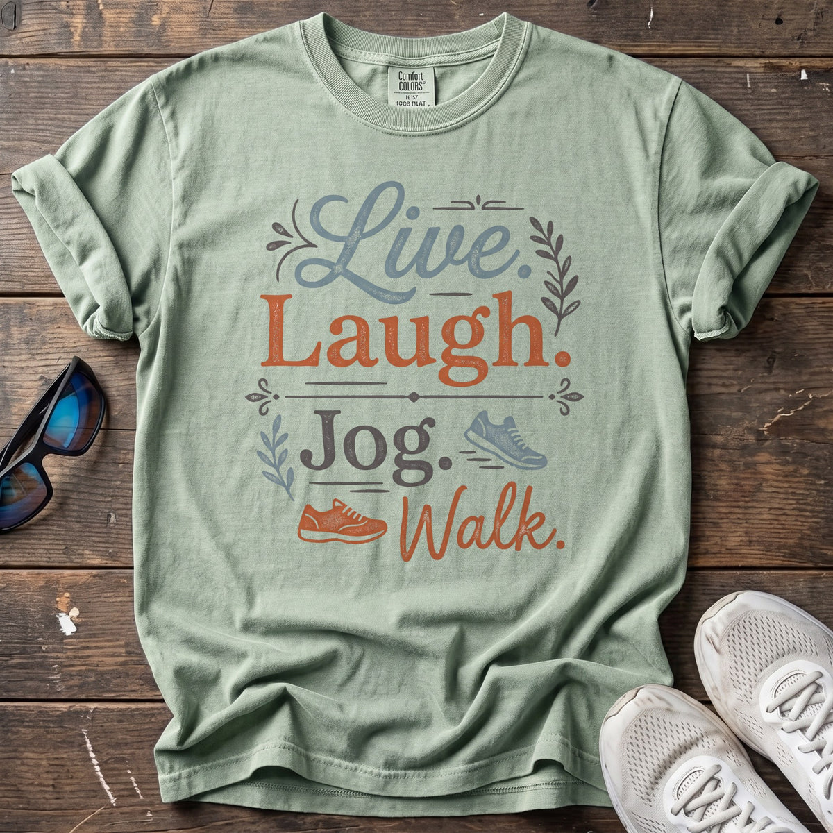 Live Laugh Jog Walk Tee — Bay