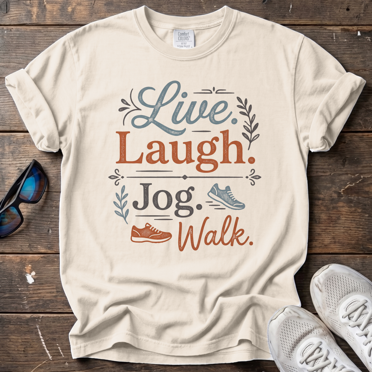 Live Laugh Jog Walk Tee — Ivory