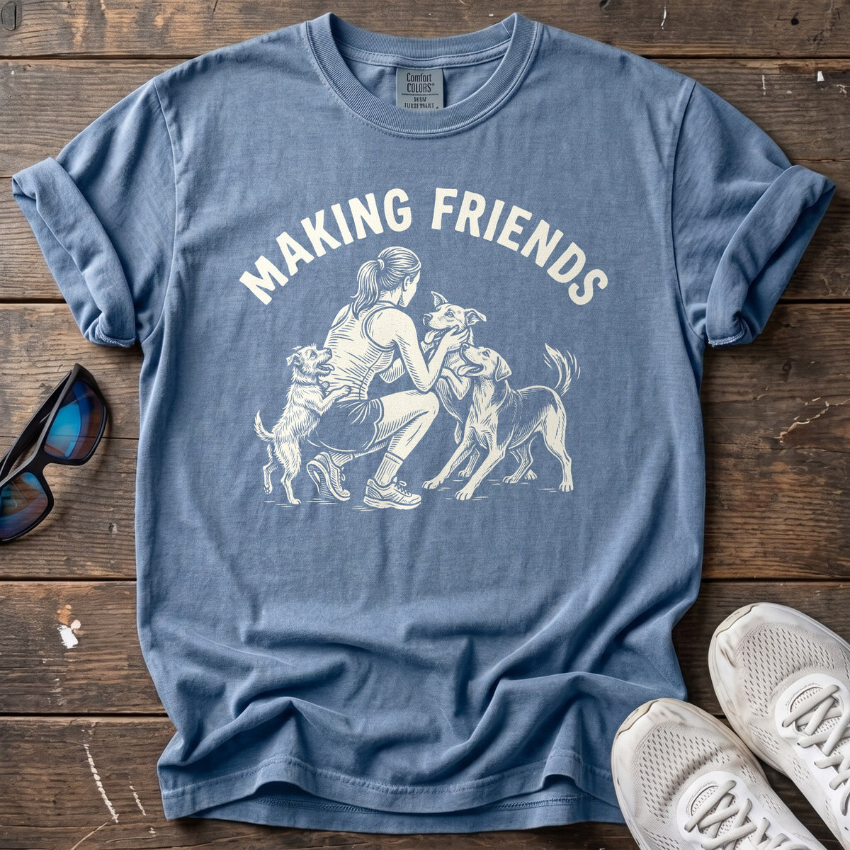 Making Friends Tee — Blue Jean