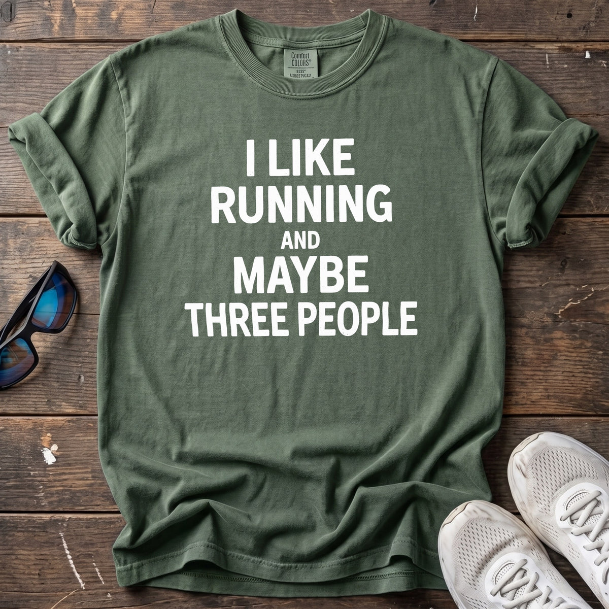 Maybe Three People Tee — Moss