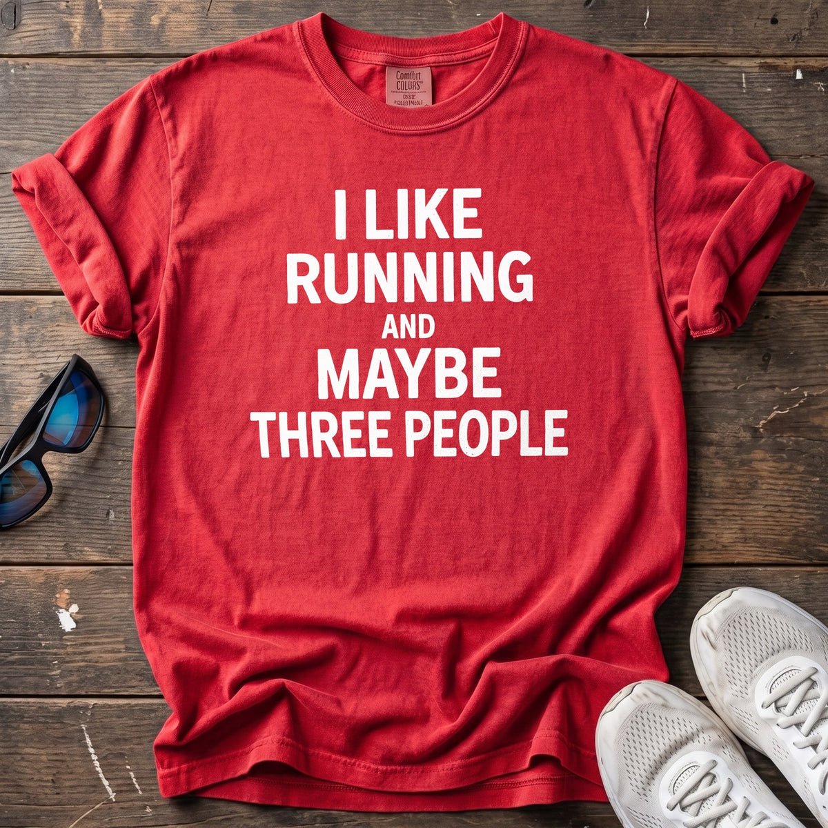 Maybe Three People Tee — Red