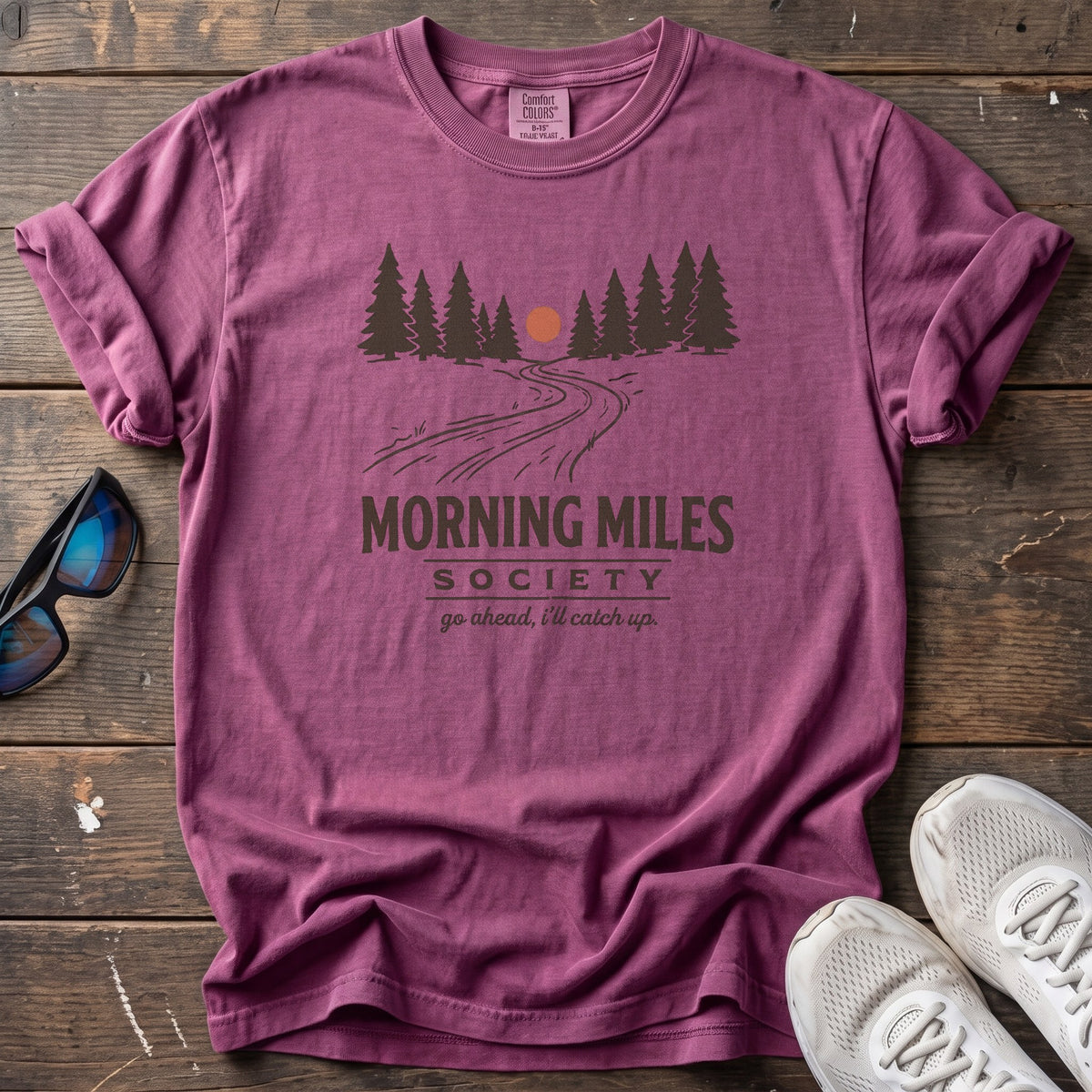 Morning Miles Society Tee — Berry