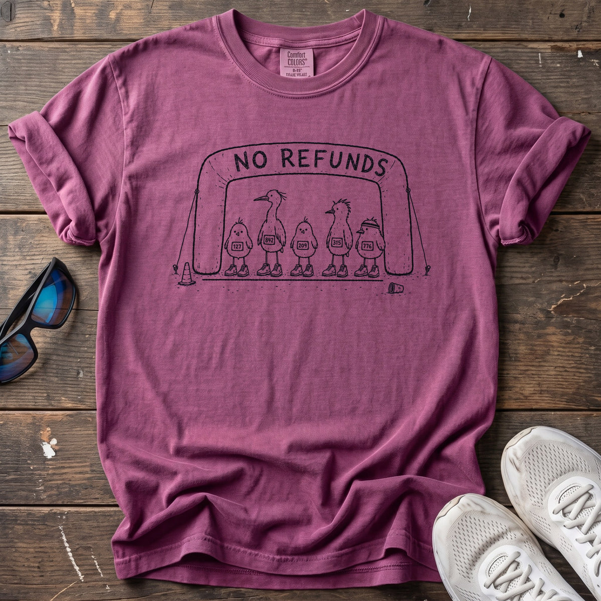 No Refunds Tee — Berry
