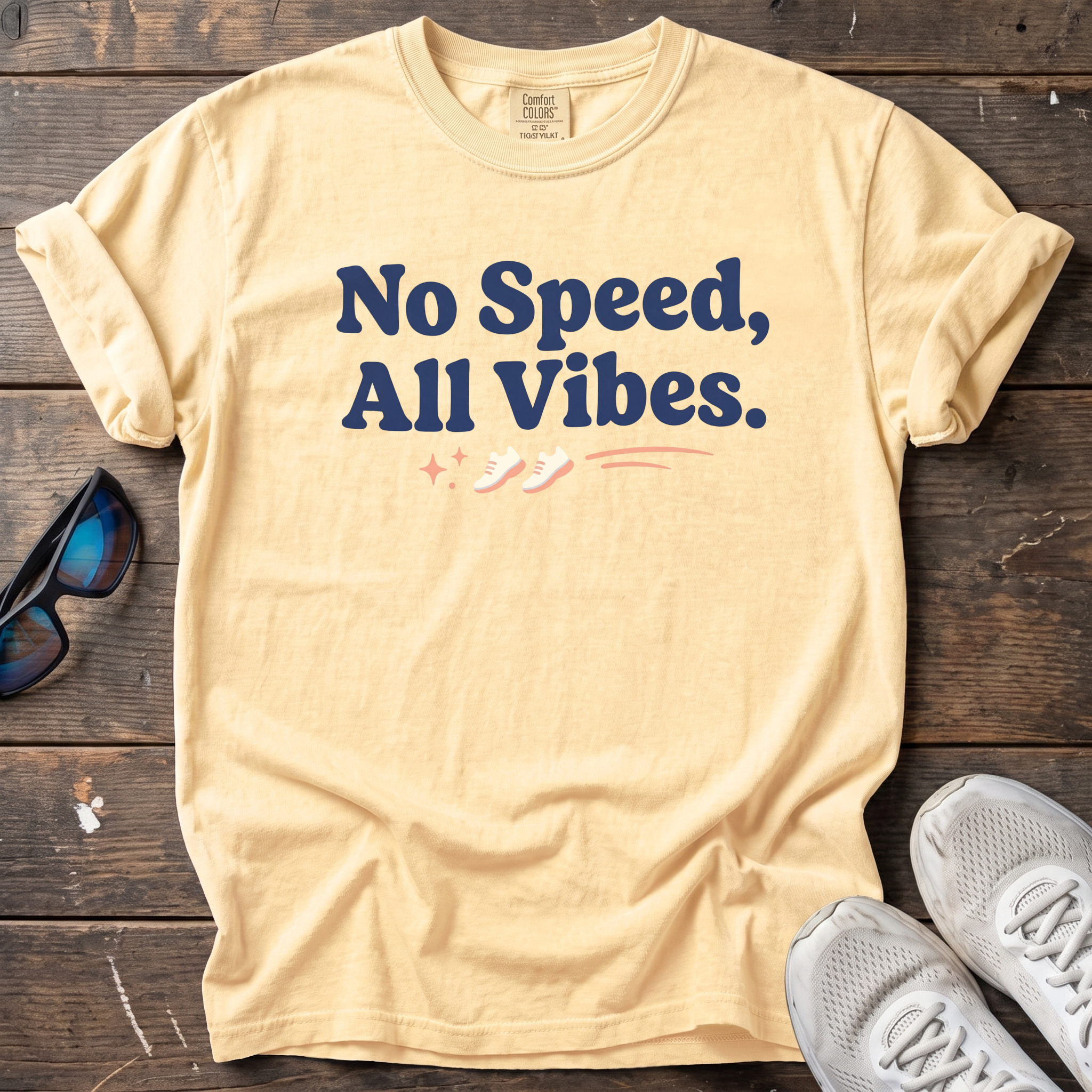No Speed, All Vibes Tee — Butter