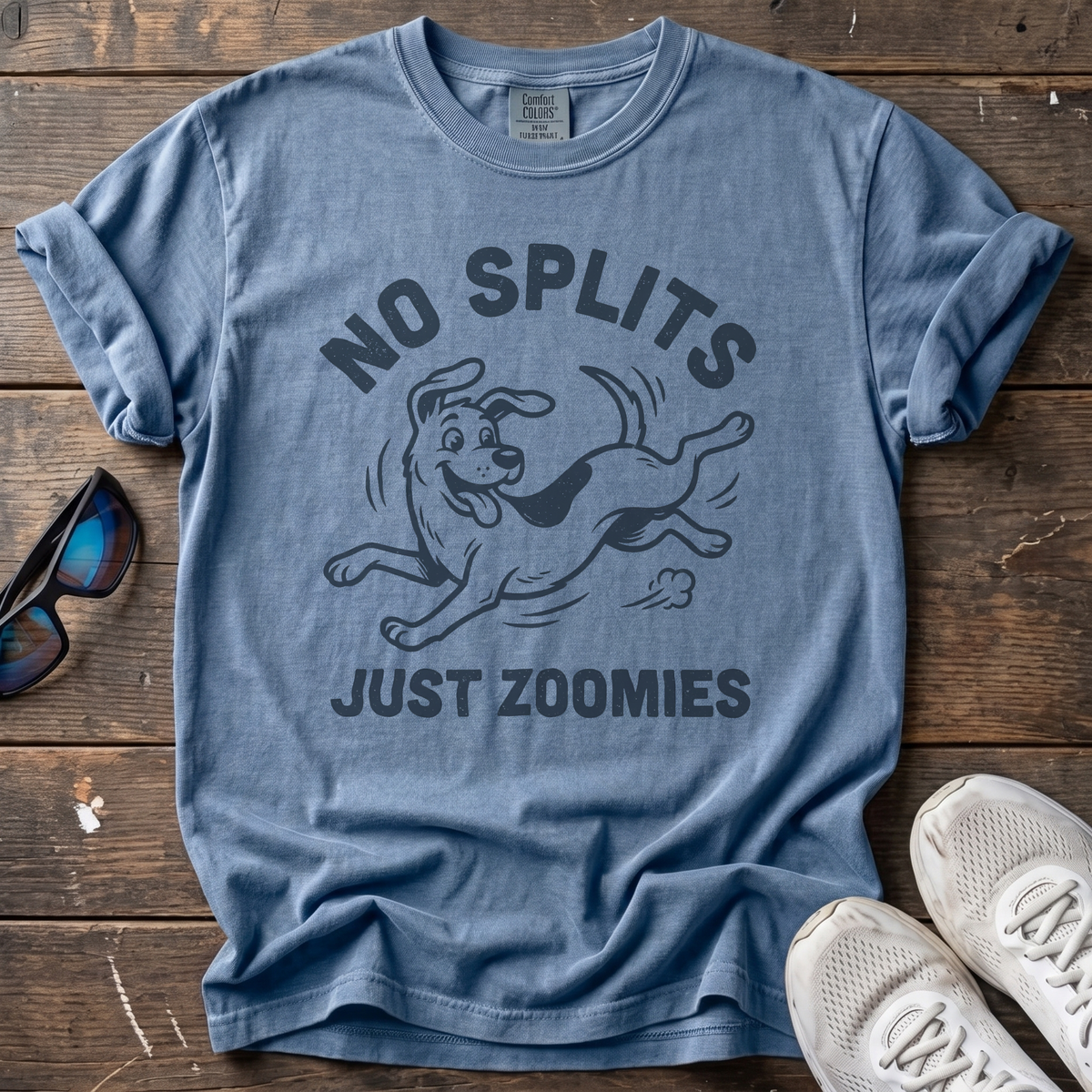 No Splits, Just Zoomies Tee — Blue Jean