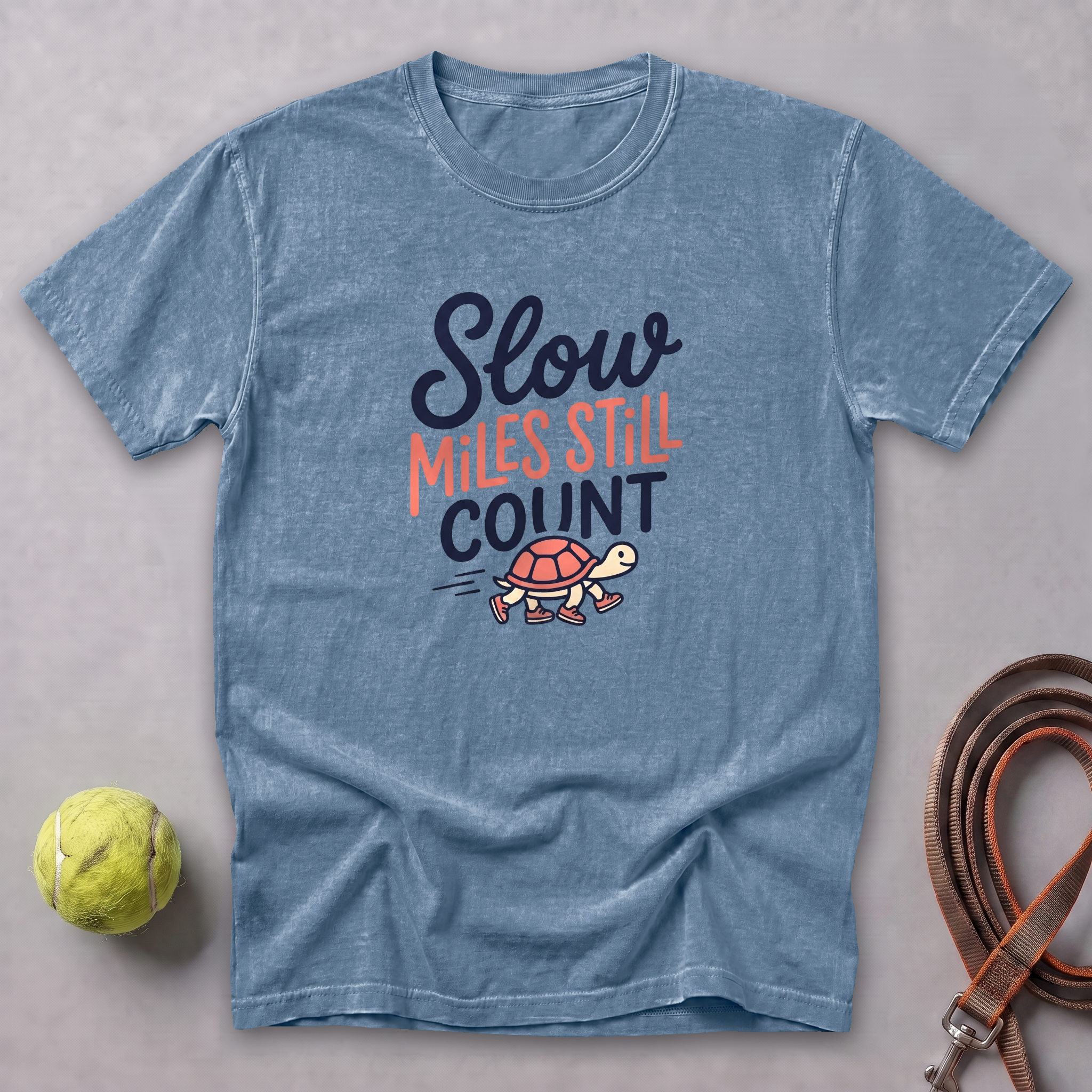 Slow Miles Count Tee — Blue Jean