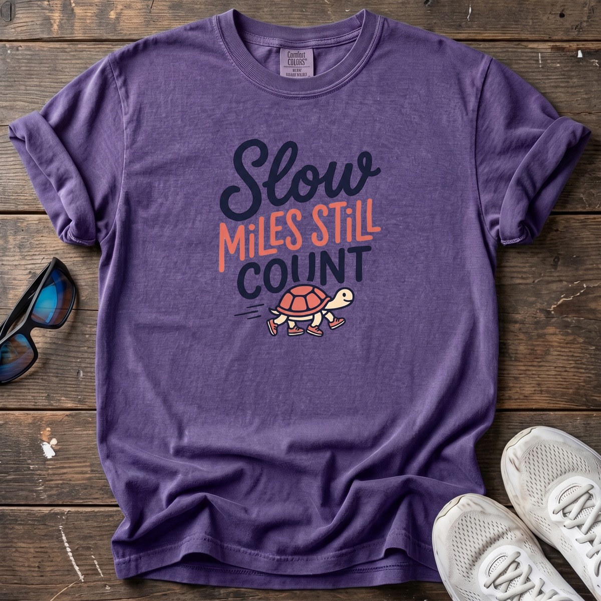 Slow Miles Count Tee — Grape