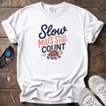 Slow Miles Count Tee — White