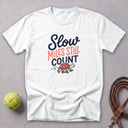 Slow Miles Count Tee — White