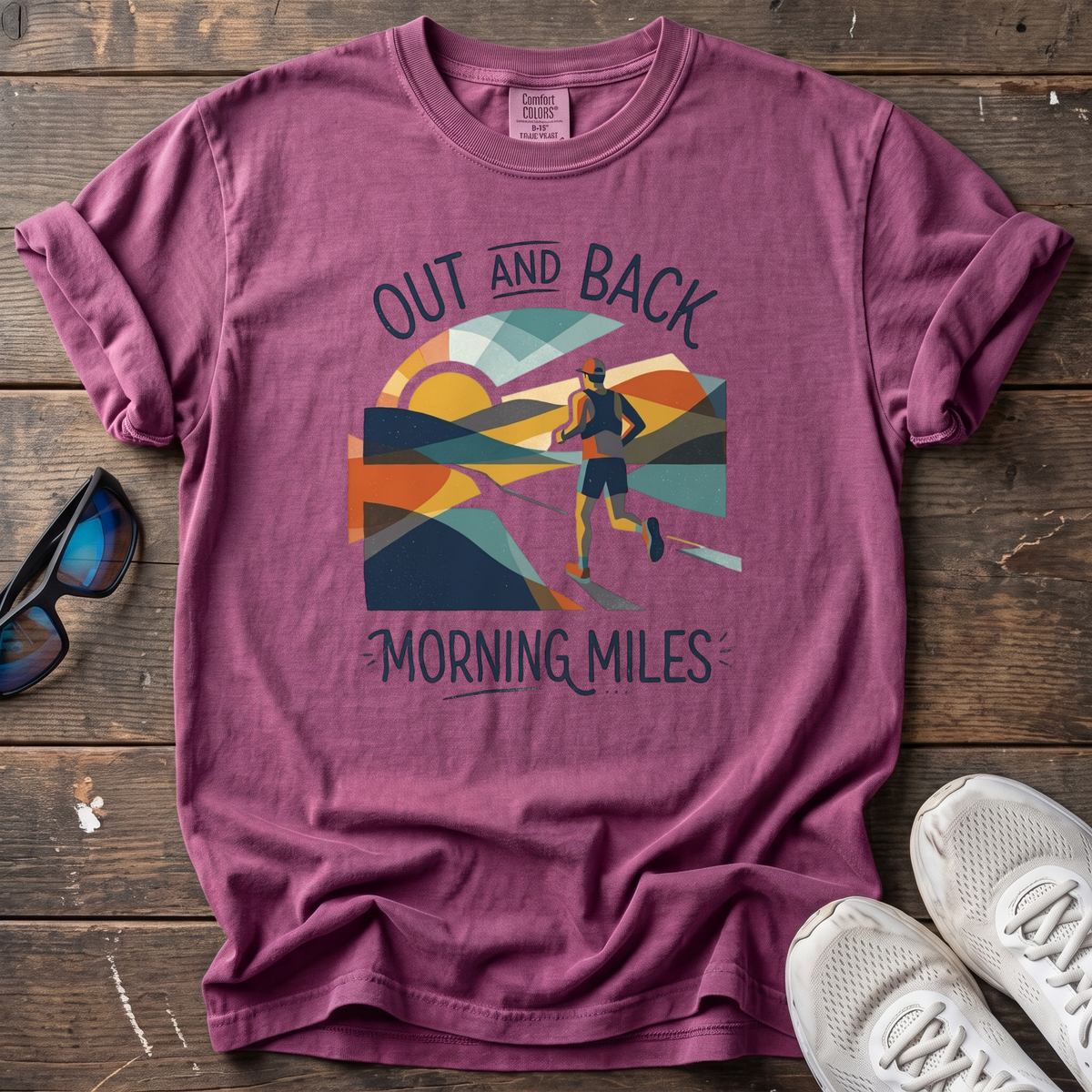 Out & Back Morning Miles Tee — Berry