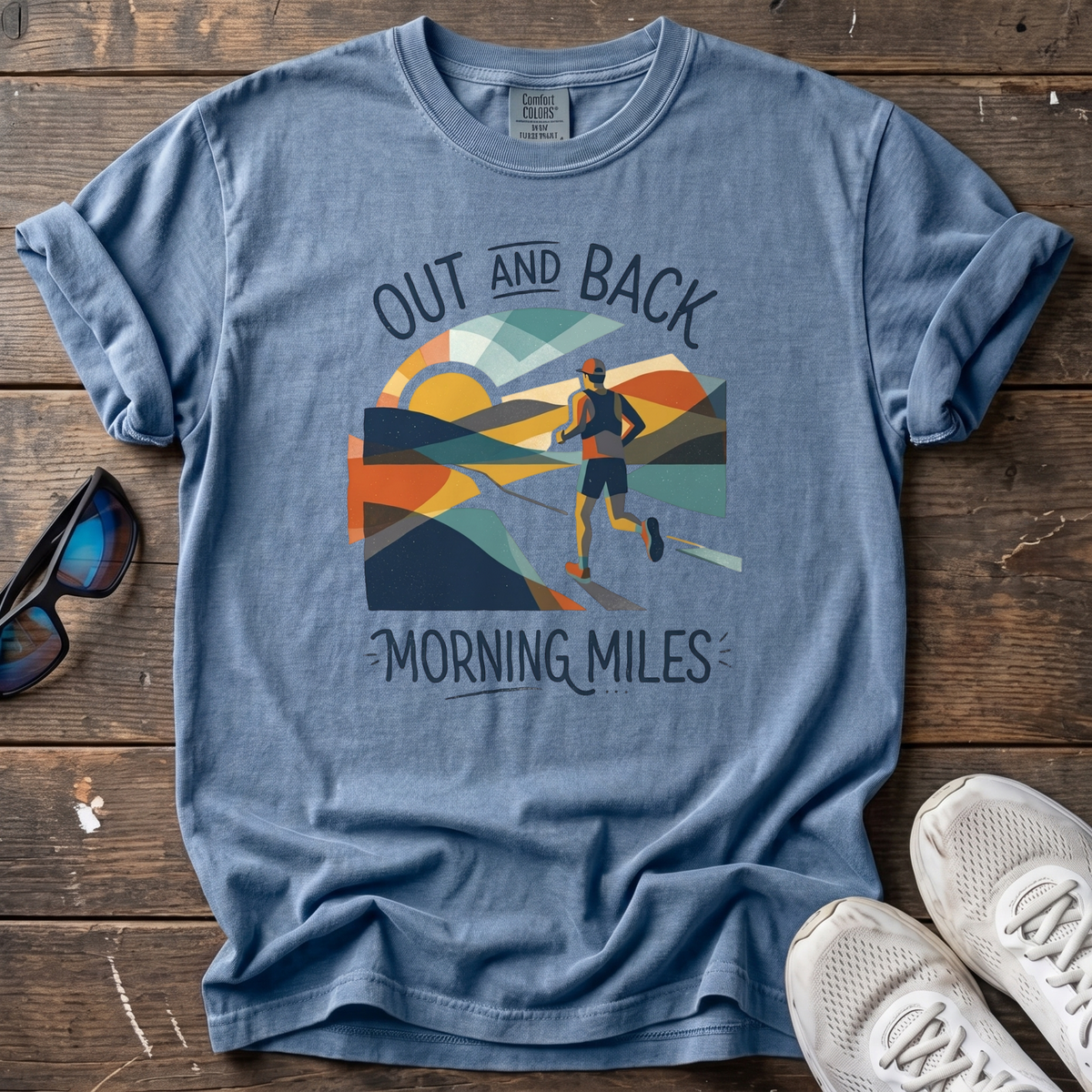 Out & Back Morning Miles Tee — Blue Jean