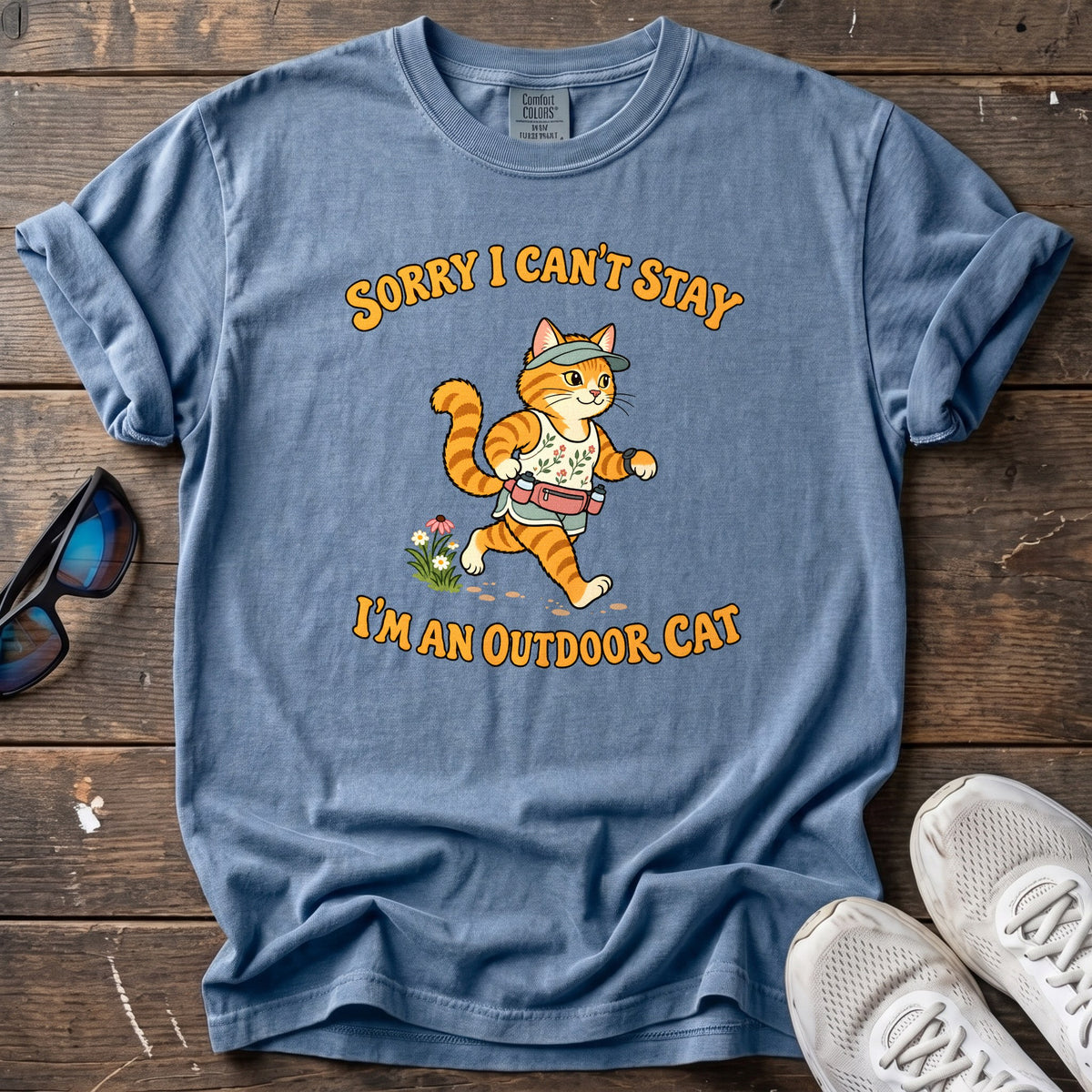 Outdoor Cat Tee — Blue Jean