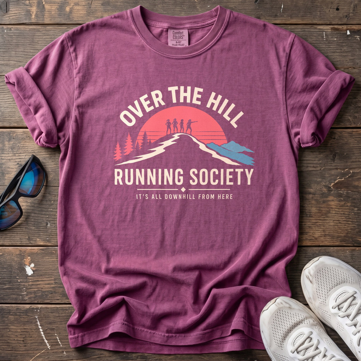Over the Hill Running Tee — Berry