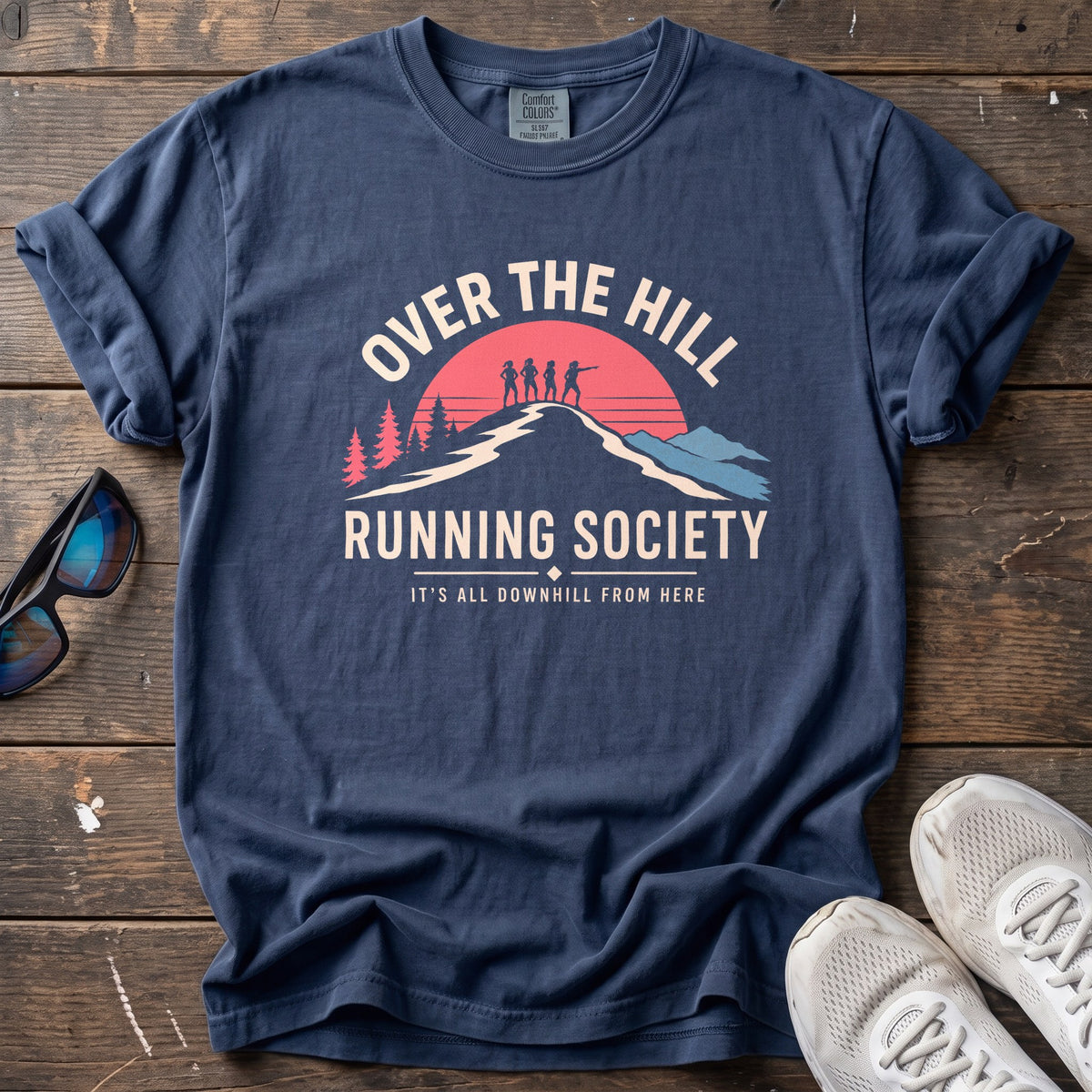 Over the Hill Running Tee — True Navy