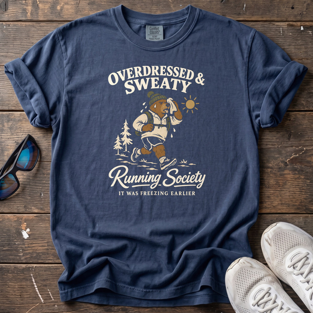 Overdressed & Sweaty Tee — True Navy
