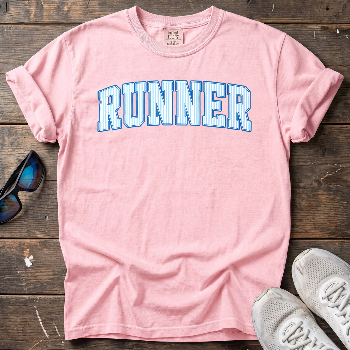 Pinstripe Runner Tee — Blossom
