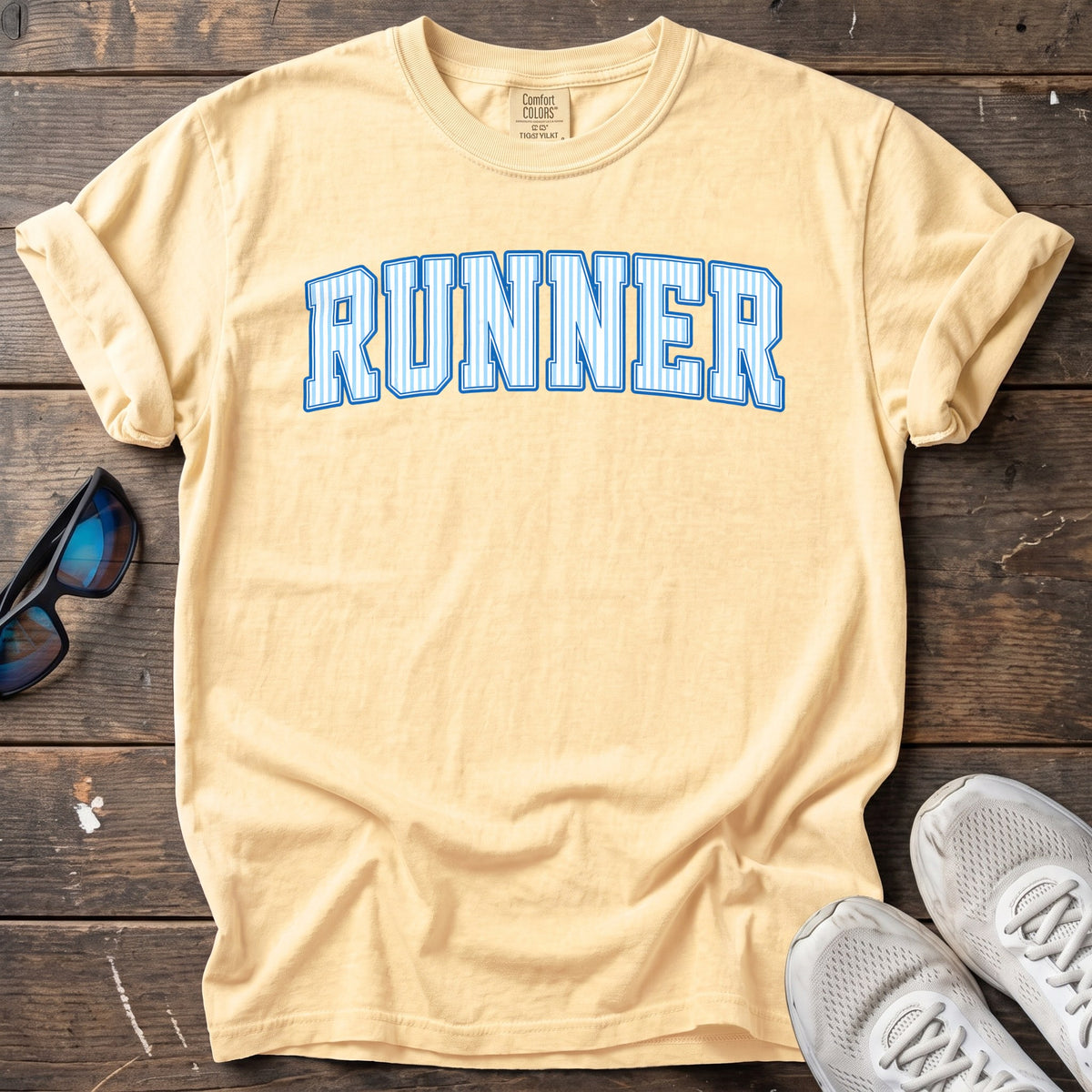 Pinstripe Runner Tee — Butter