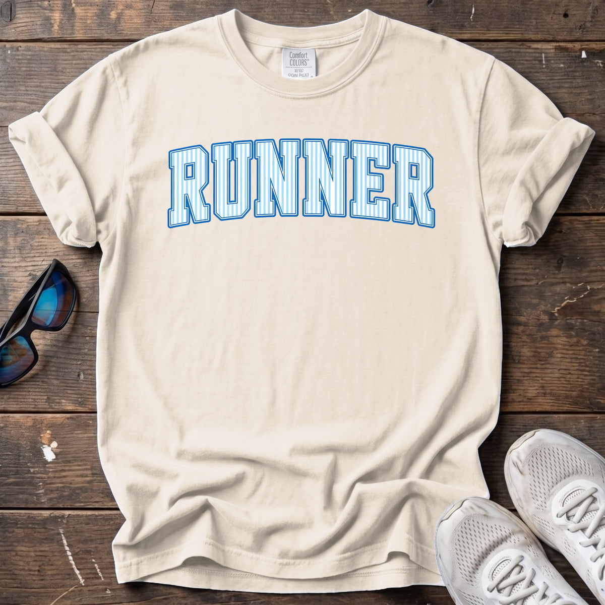 Pinstripe Runner Tee — Ivory