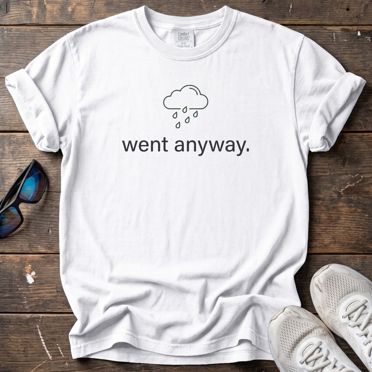 Raining. Went Anyway Tee — White