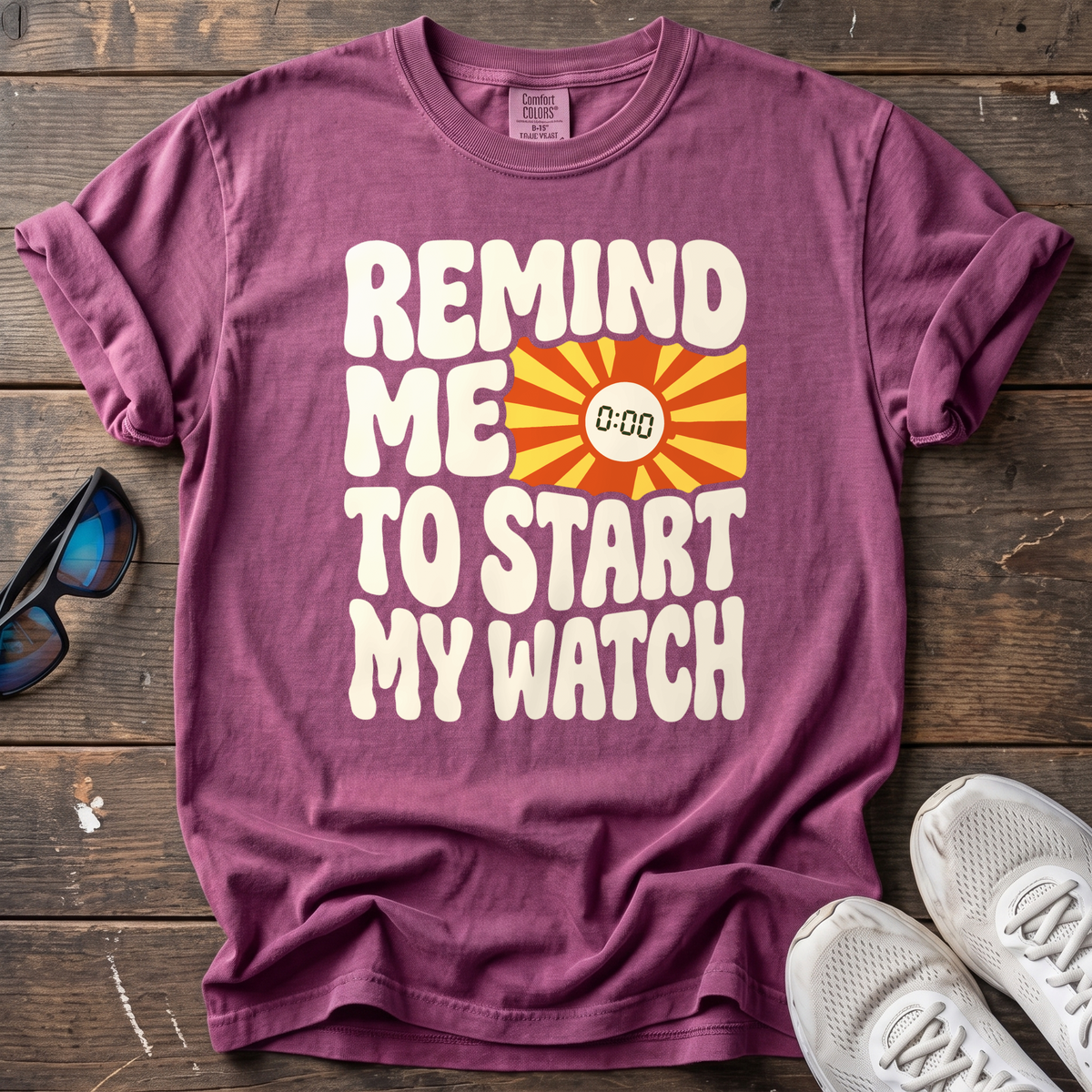 Remind Me to Start My Watch Tee — Berry