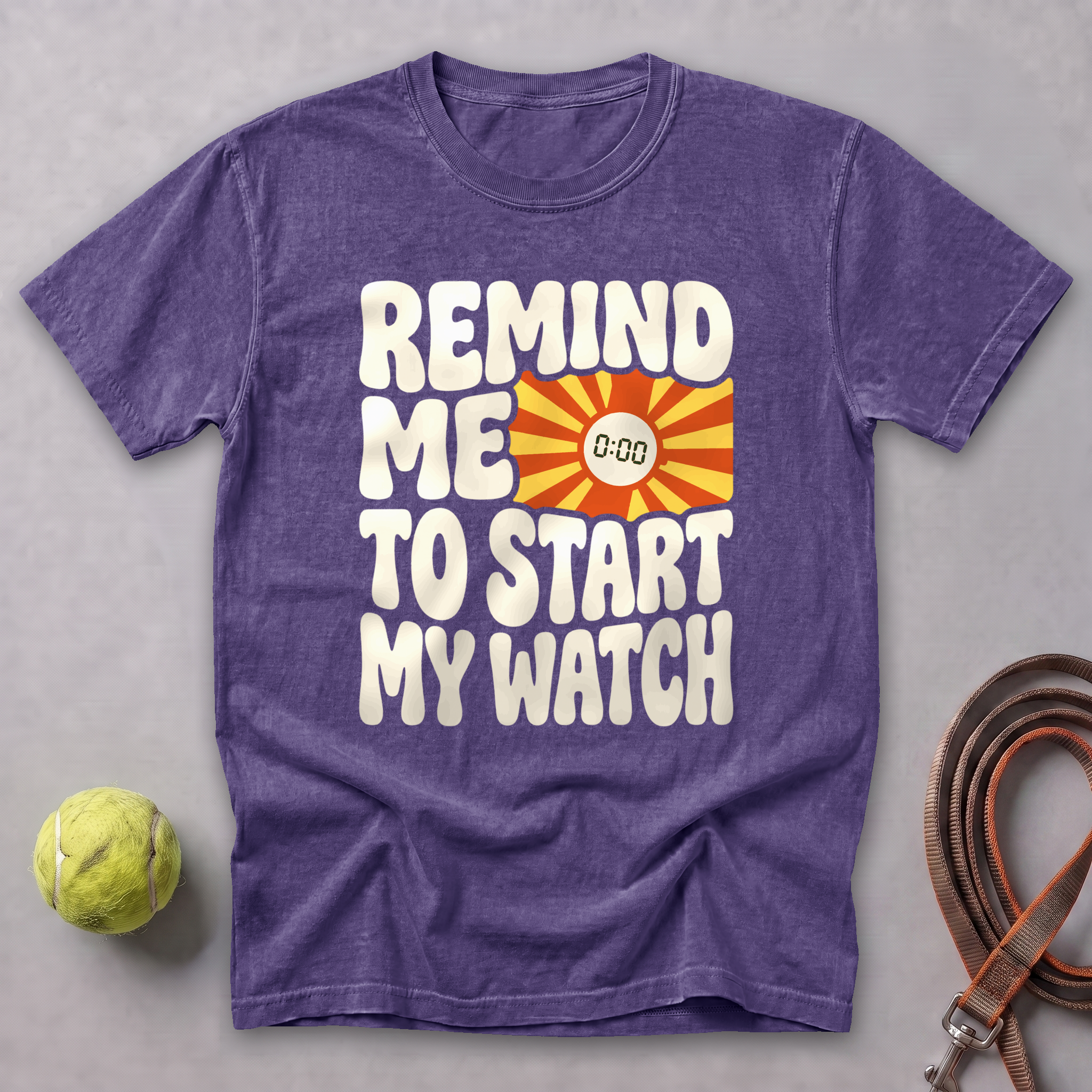 Remind Me to Start My Watch Tee — Grape