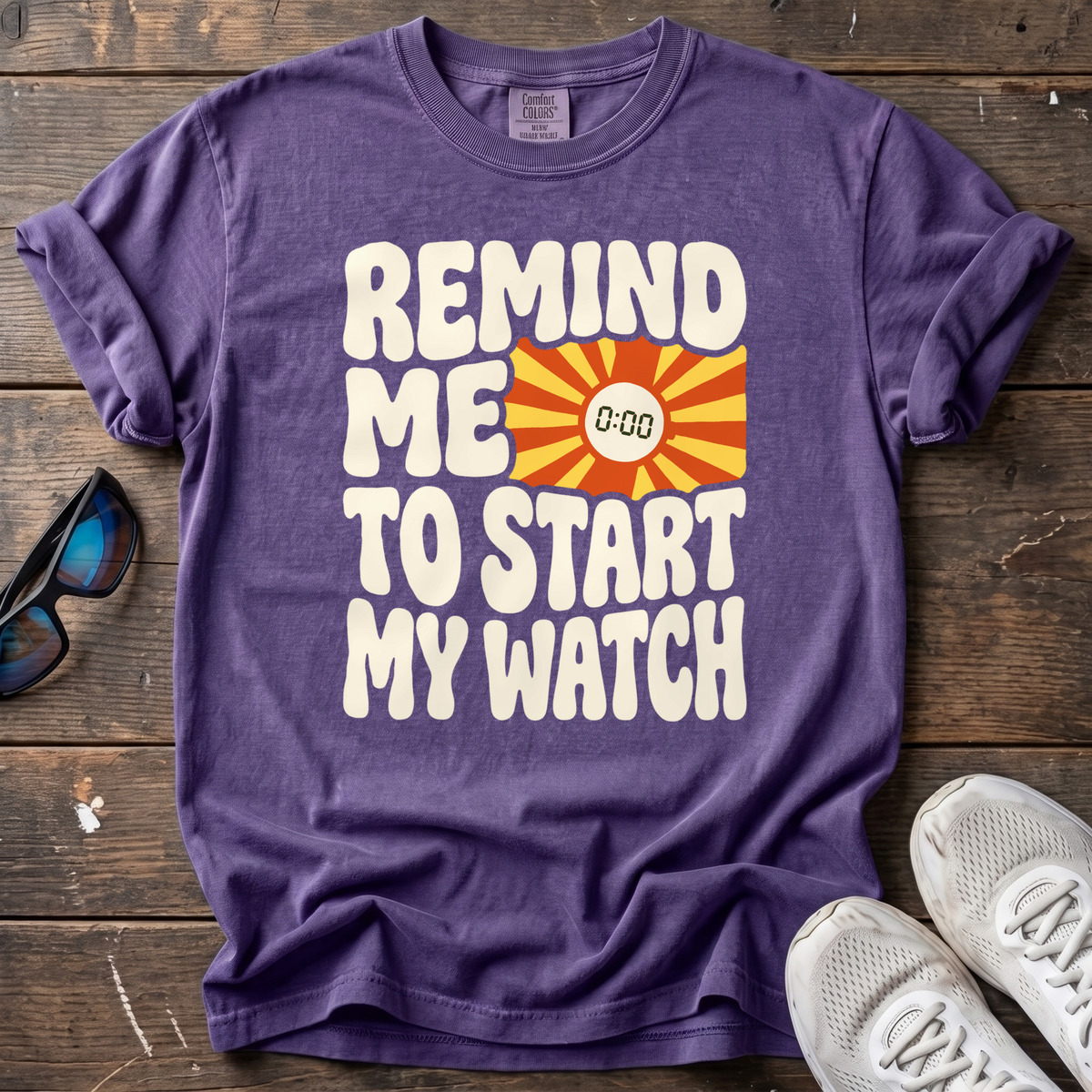 Remind Me to Start My Watch Tee — Grape