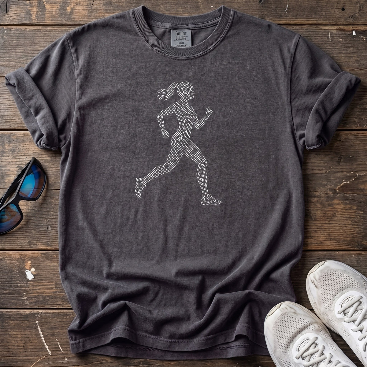 Rhinestone Runner Tee — Graphite