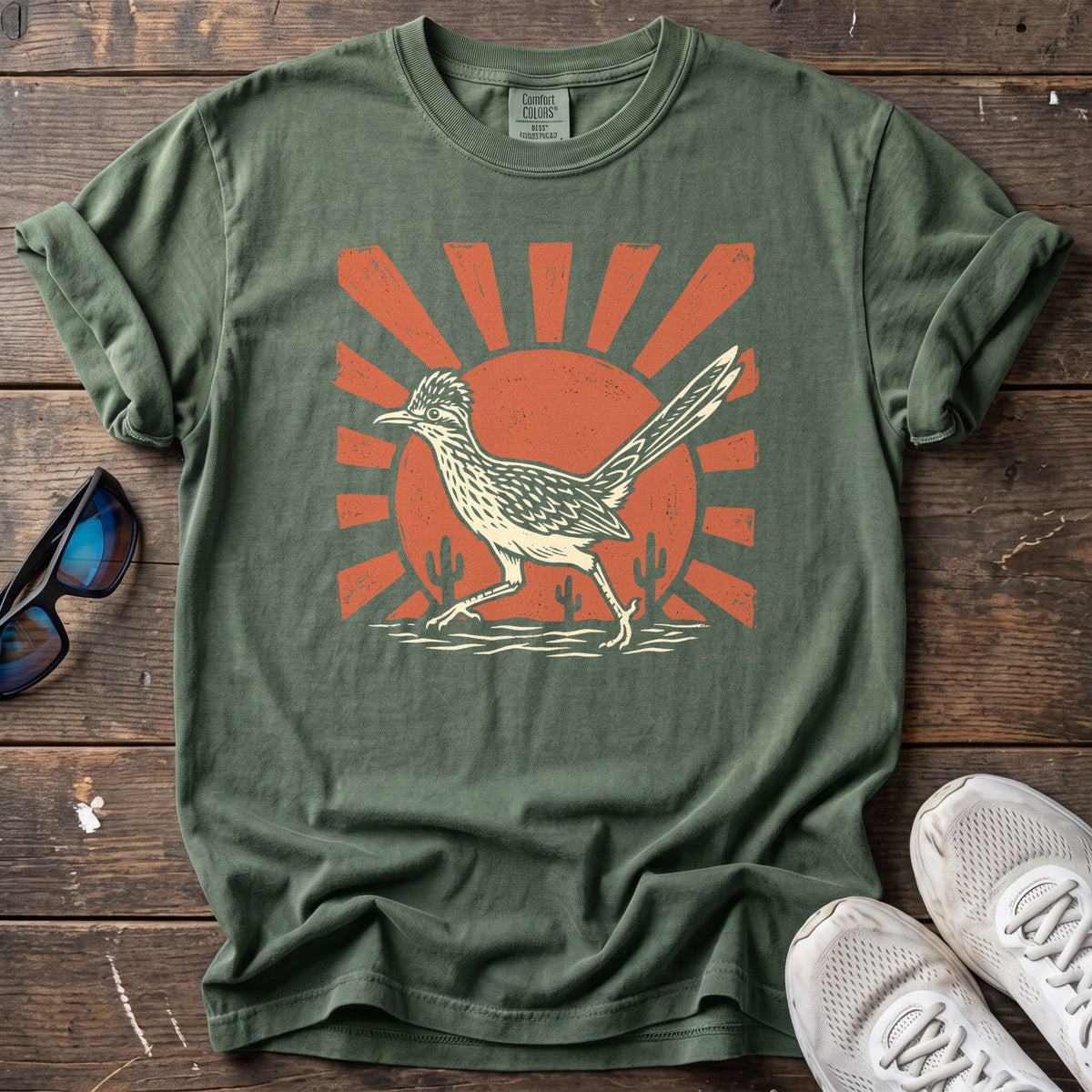 Road Runner Sunburst Tee — Moss