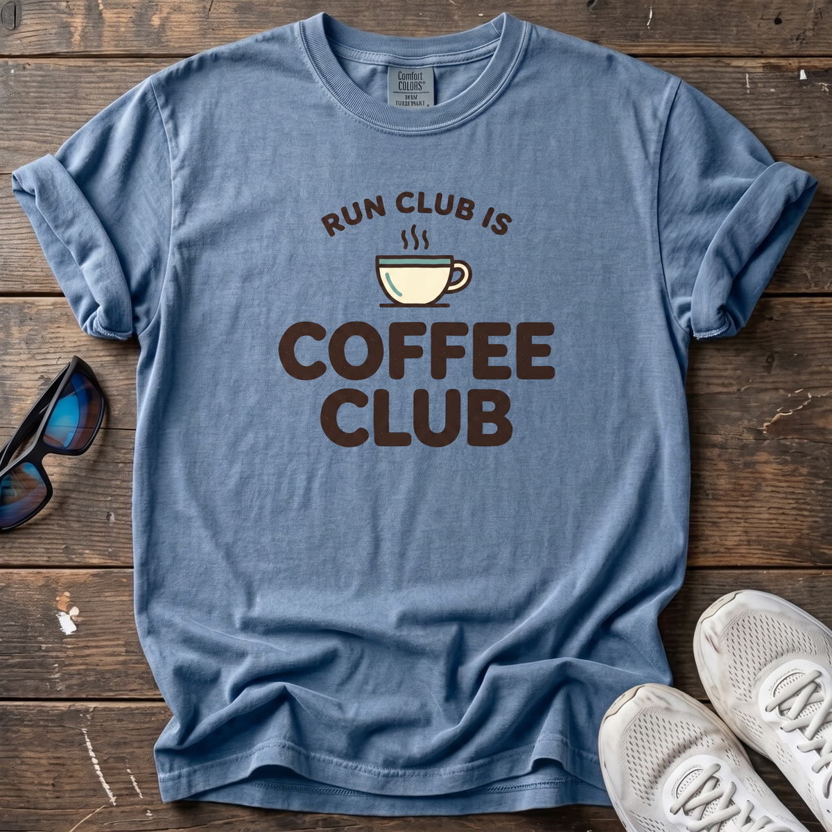Run Club Is Coffee Club Steamy Tee — Blue Jean