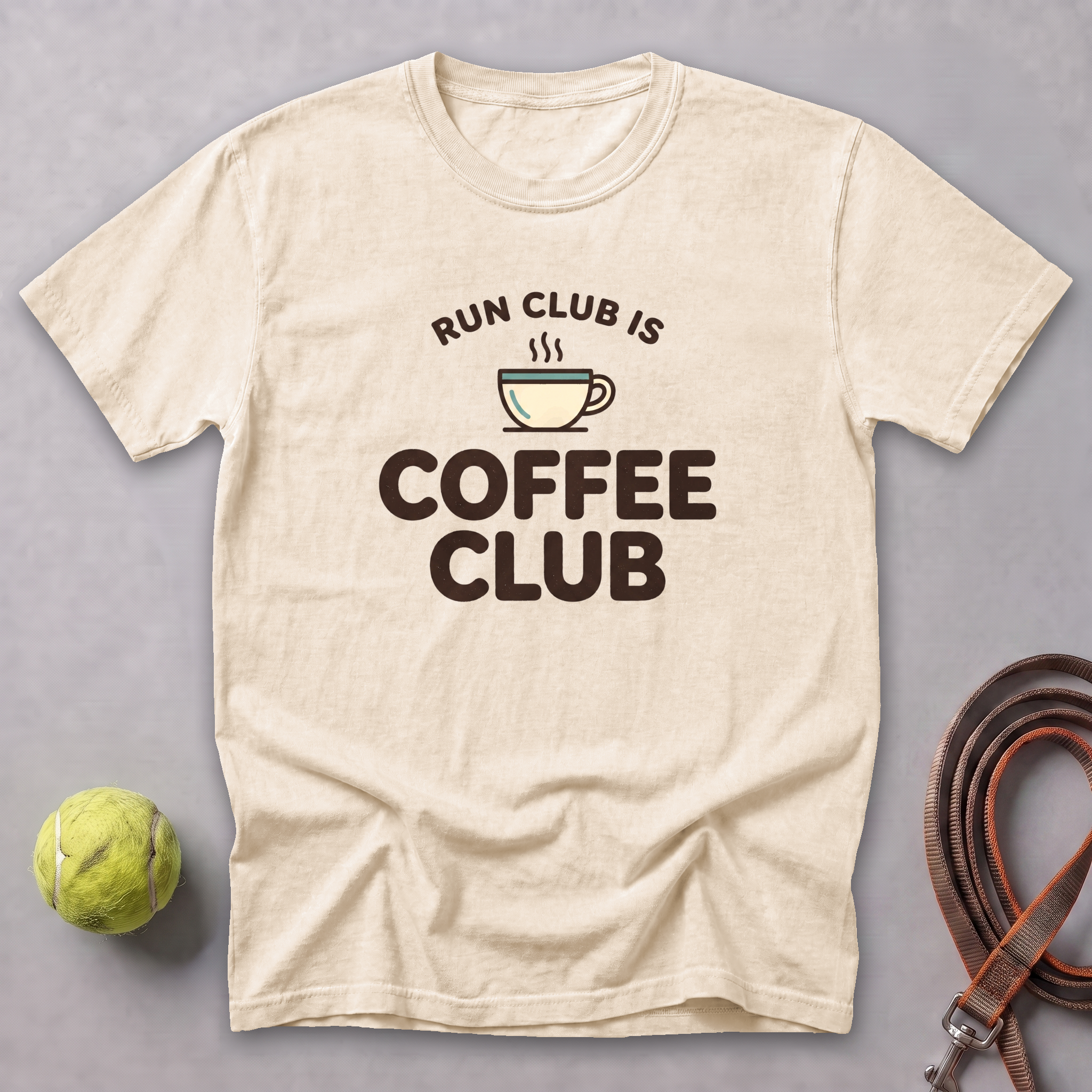 Run Club Is Coffee Club Steamy Tee — Ivory