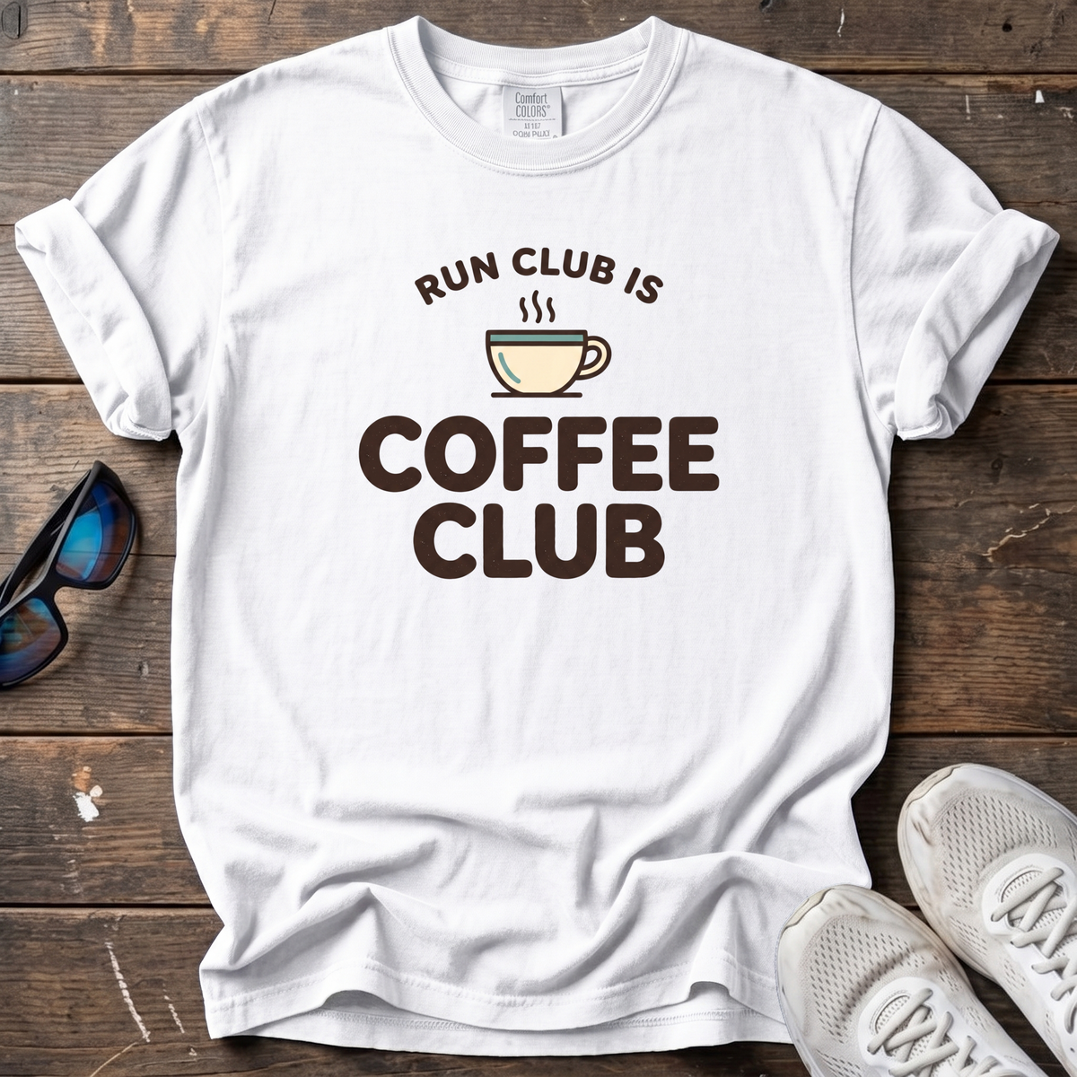 Run Club Is Coffee Club Steamy Tee — White