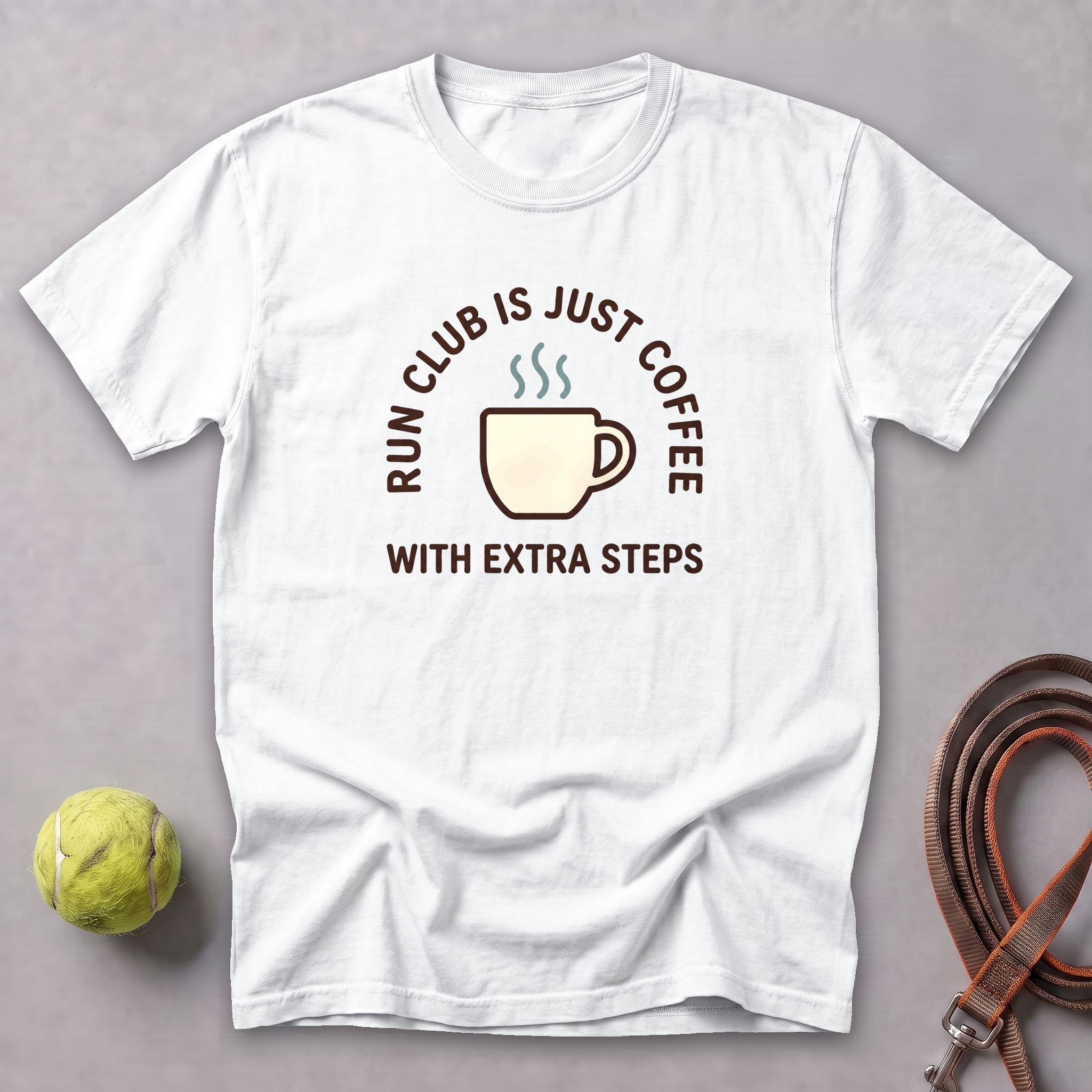 Run Club Is Just Coffee Too Tee — White