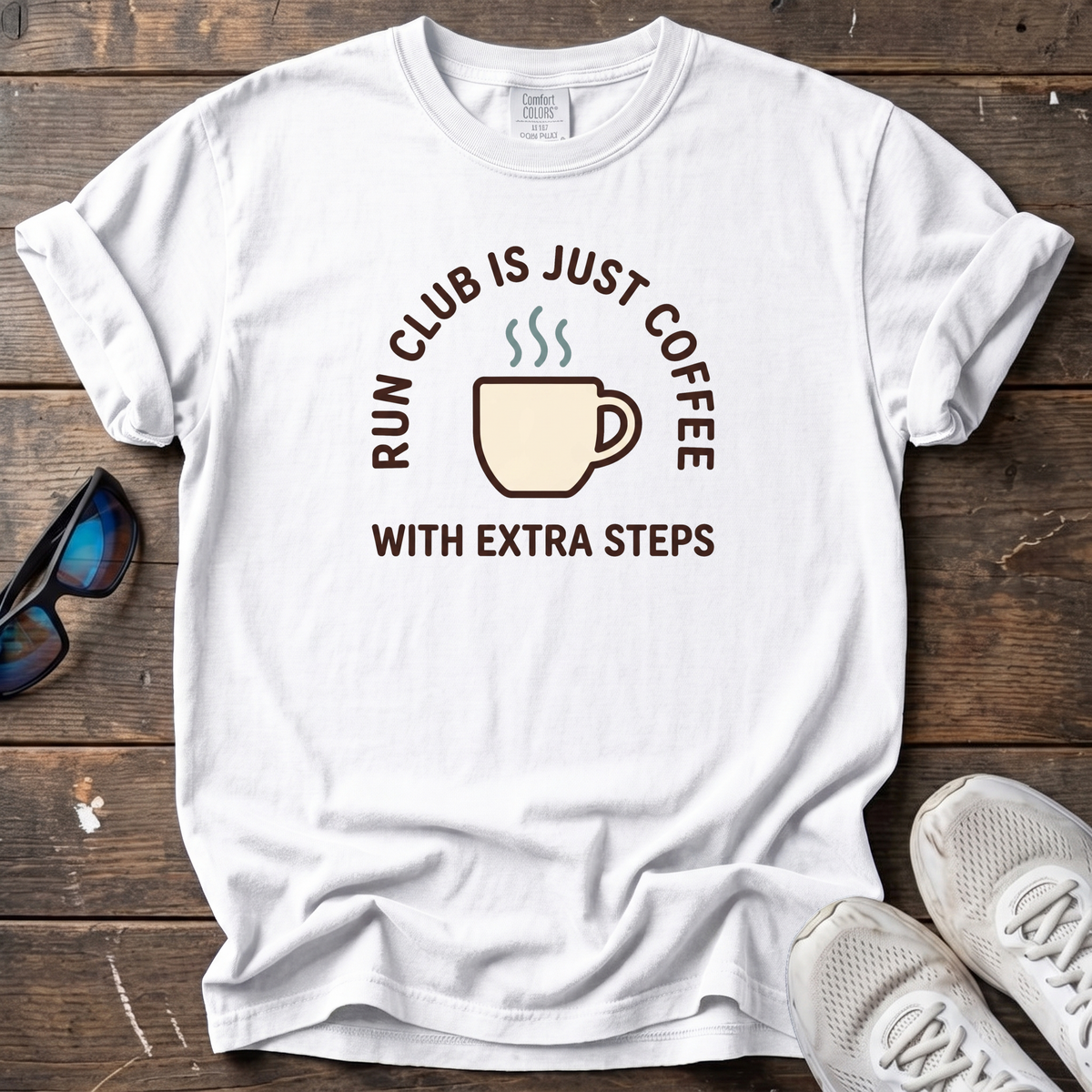 Run Club Is Just Coffee Too Tee — White
