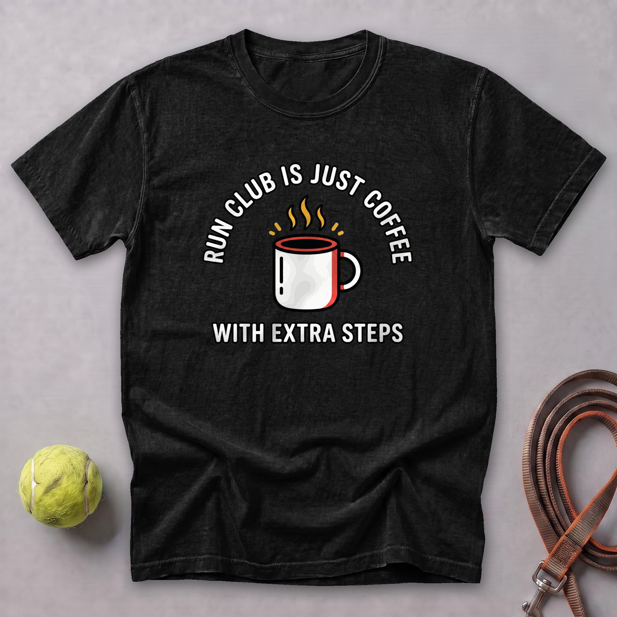 Run Club Is Just Hot Coffee Tee — Black