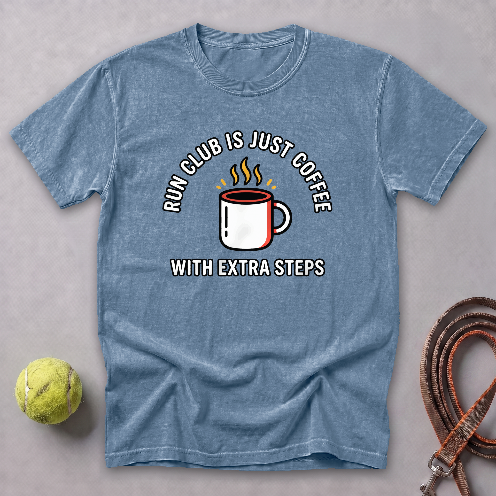 Run Club Is Just Hot Coffee Tee — Blue Jean