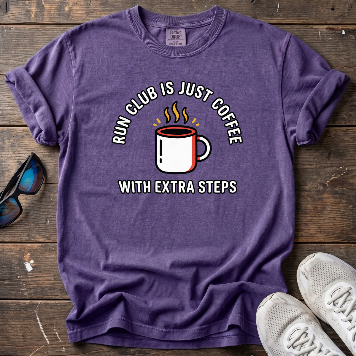 Run Club Is Just Hot Coffee Tee — Grape