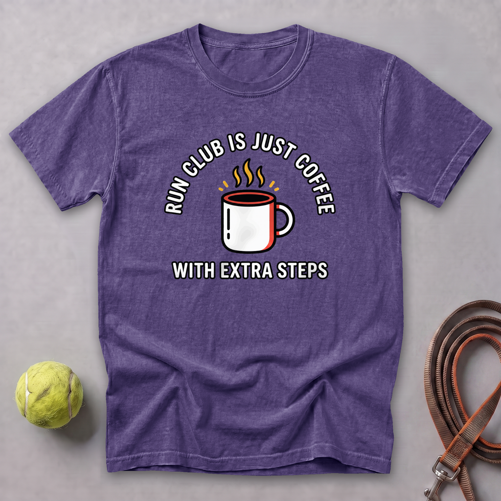 Run Club Is Just Hot Coffee Tee — Grape