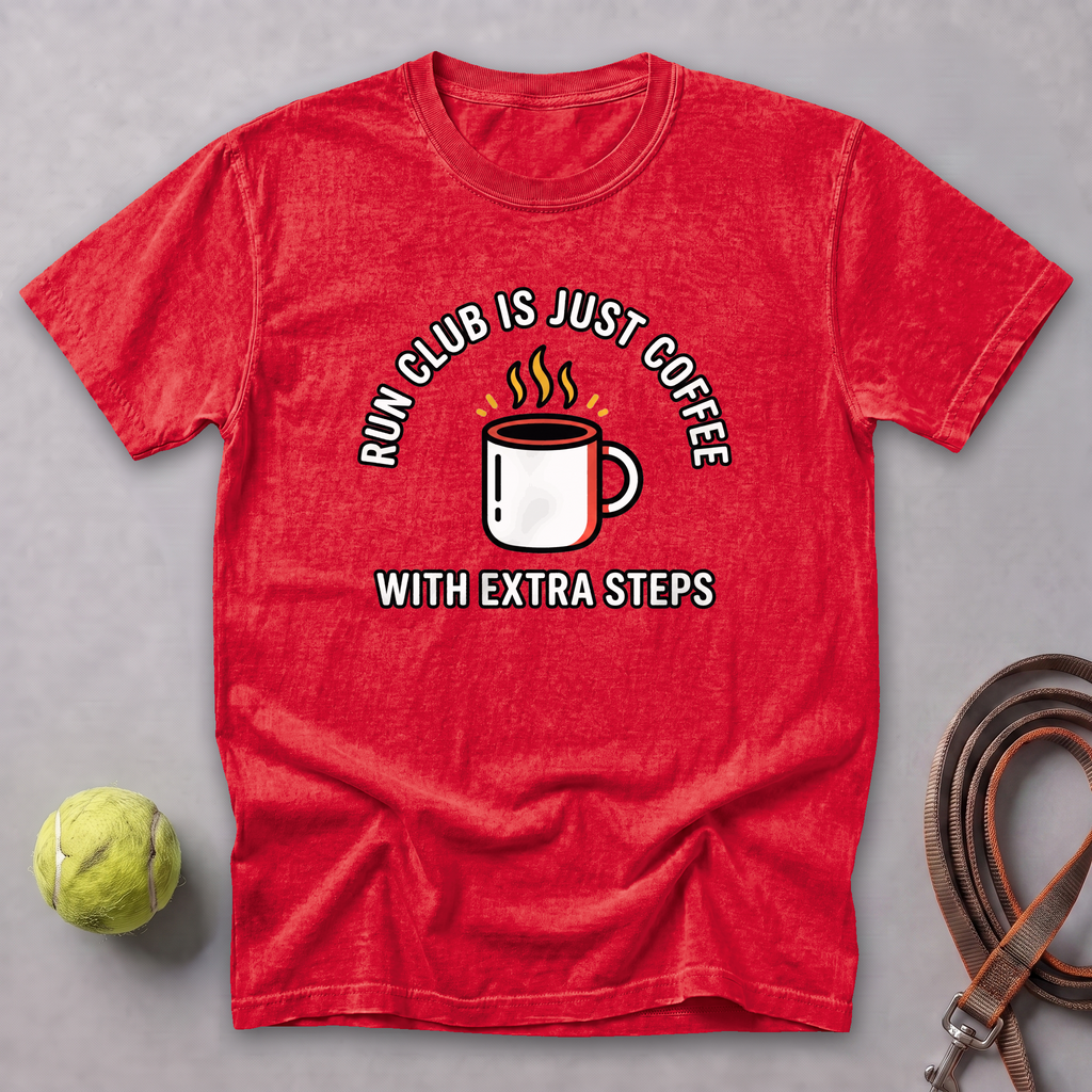 Run Club Is Just Hot Coffee Tee — Red