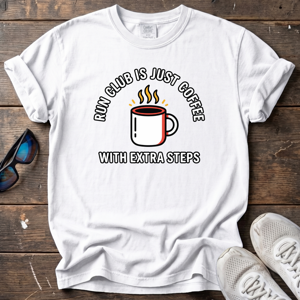 Run Club Is Just Hot Coffee Tee — White