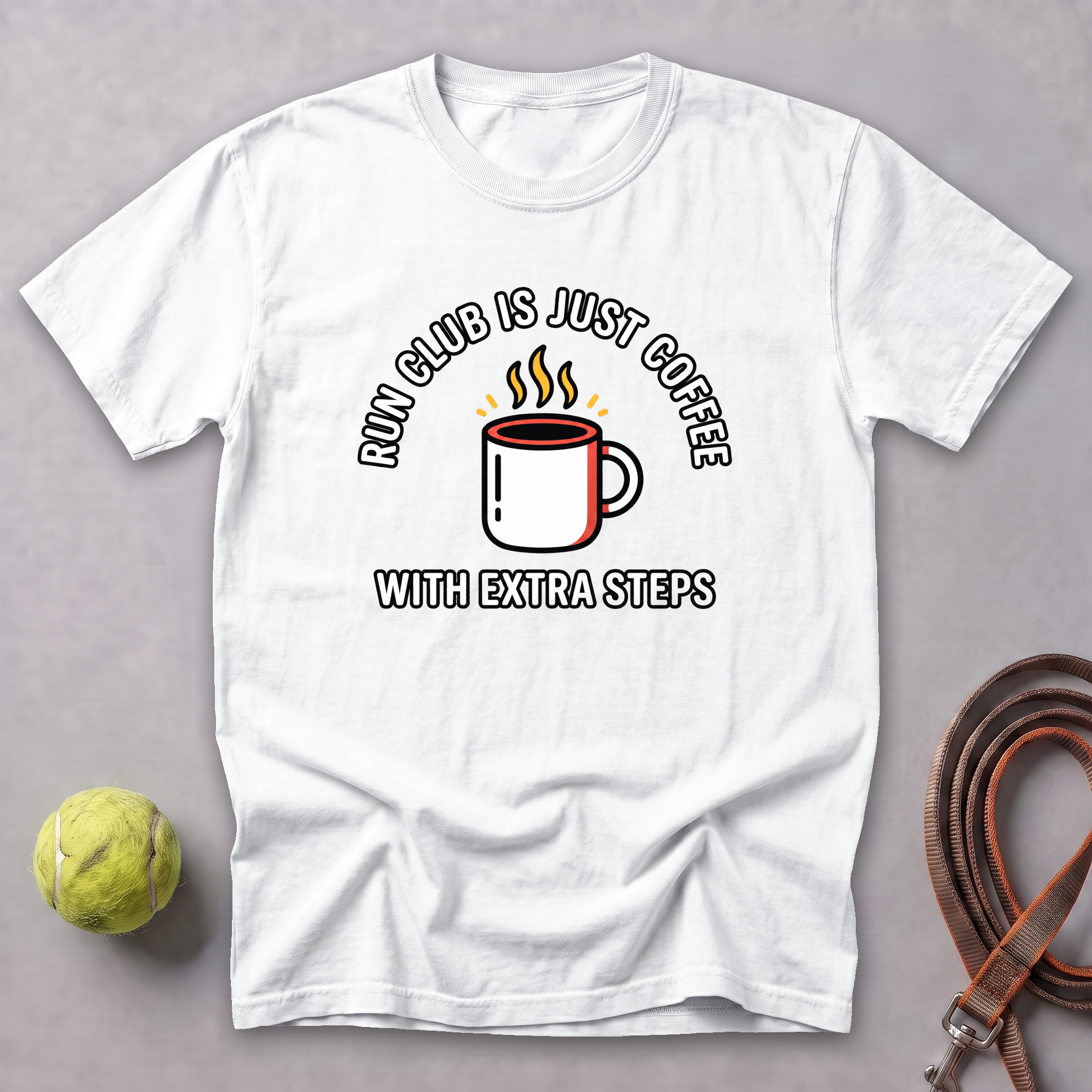 Run Club Is Just Hot Coffee Tee — White