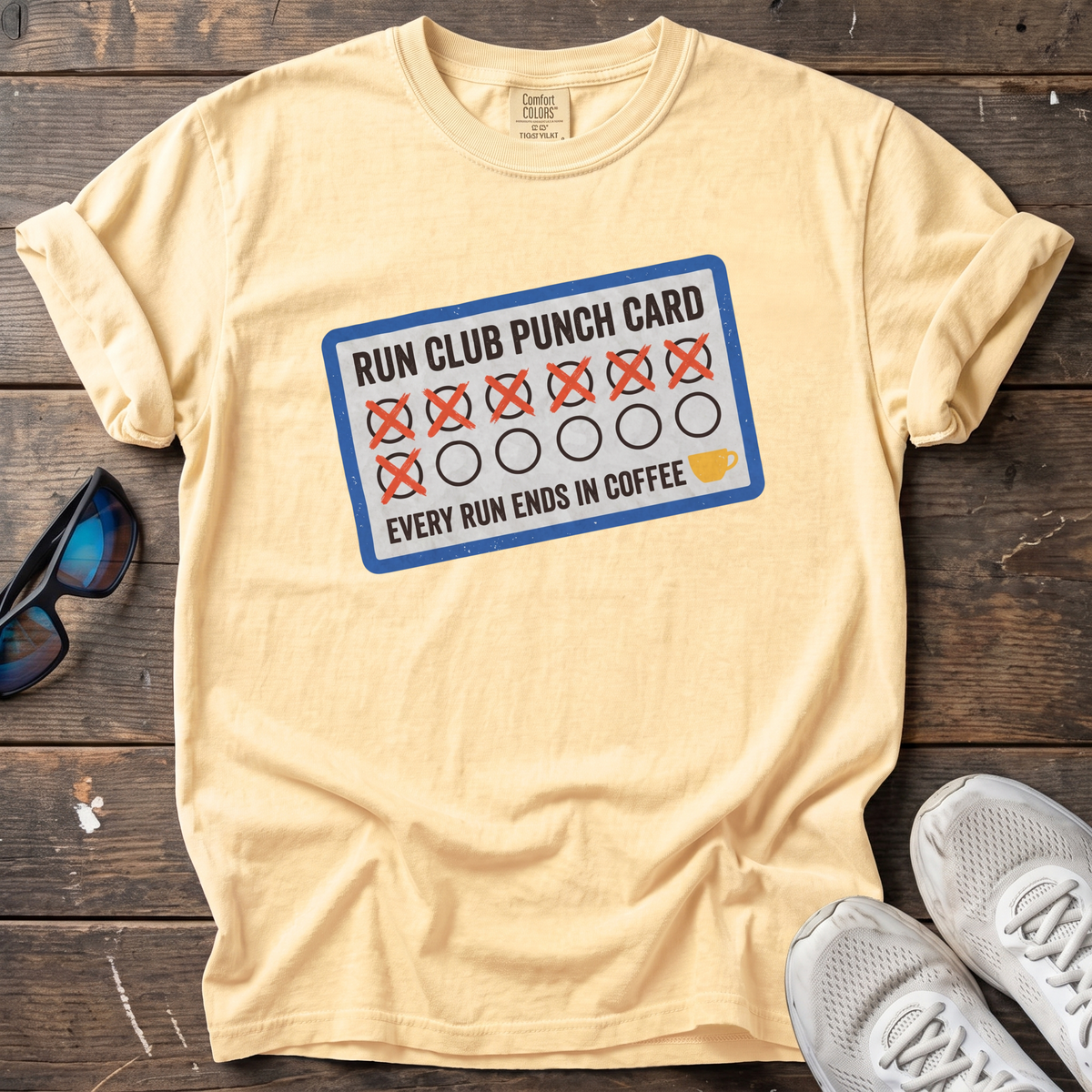 Run Club Punch Card Tee — Butter