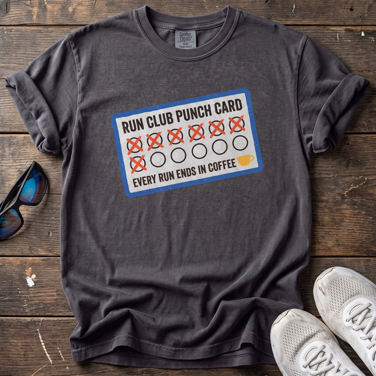 Run Club Punch Card Tee — Graphite
