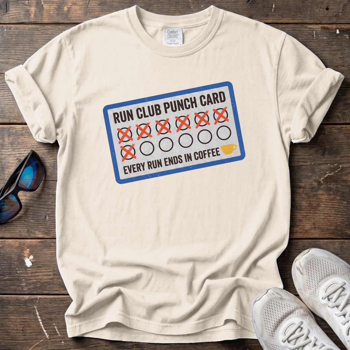 Run Club Punch Card Tee — Ivory